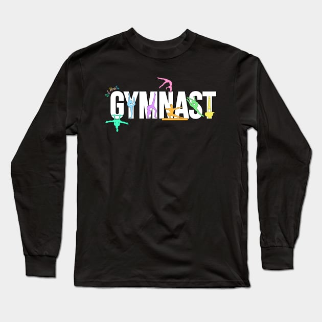 Gymnast Silhouette Art - Art Nastix - Multicolor Long Sleeve T-Shirt by Art Nastix Designs